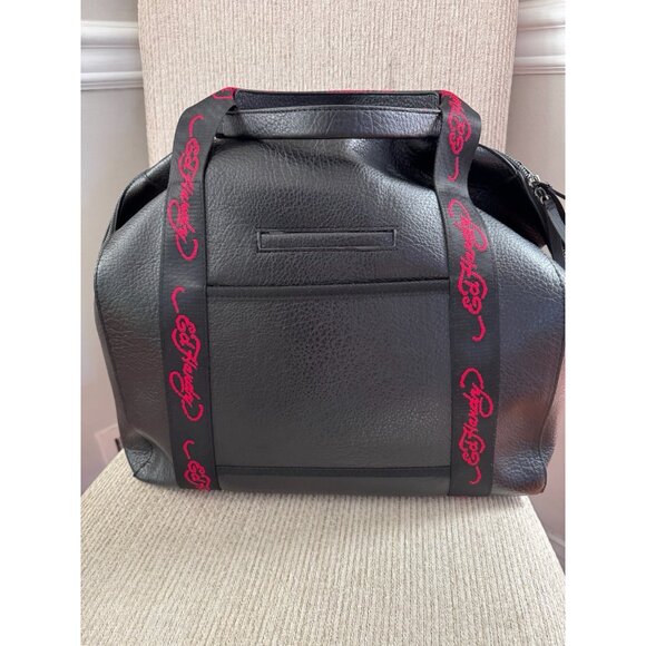 NWT ED HARDY LOVE KILLS SLOWLY WEEKENDER OVERNIGHT/TRAVEL TOTE SKULL FLOWERS - Picture 8 of 13